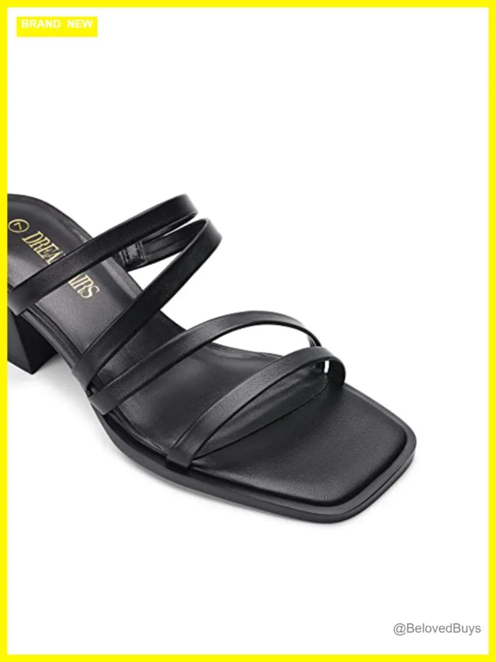 Faux Leather Square Toe Block Heel Sandals